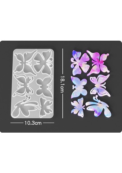 Epoksi Reçine Silikon Kalıp Ithal Muhtelif Kelebek Anahtarlık Silikon Kalıp HB5021-0040