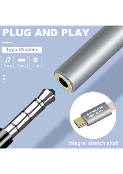 32BIT 384KHZ Usb-C - 3,5 mm Dac Dijital Ses Adaptörü, ALC5686 Çip, Altın Kaplama 1u, Omtp/ctıa Için Sürücüsüz(Gri) (Yurt Dışından) indirimleri