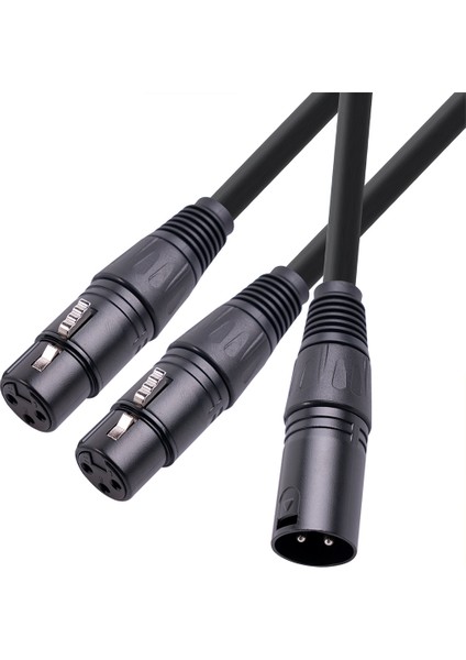 Xlr Y-Splitter Kablo, Xlr Erkek - Çift Xlr Dişi Mikrofon Birleştirici Y Kablosu Dengeli Mikrofon Adaptörü Yama Kablosu - 50CM (Yurt Dışından)
