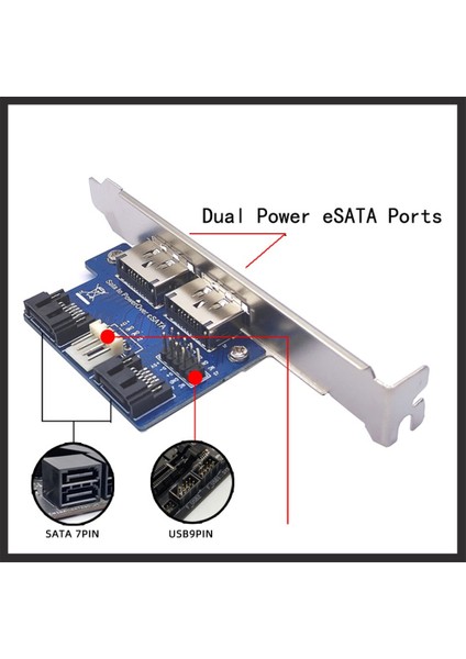 Masaüstü Bilgisayar Çift Bağlantı Noktalı Sata - Güç Esata Esatap 9pin - USB 2.0 Dönüştürücü Genişletme Arka Braket Kartı (Yurt Dışından)