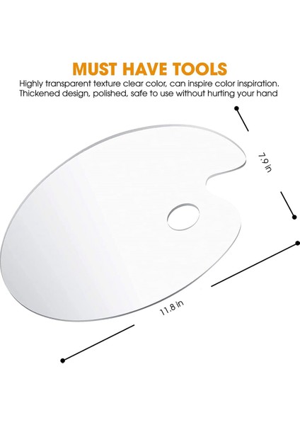 Pigment Paleti Başparmak Deliği ile 20X30 cm Oval Yapışmaz Şeffaf Palet Dıy Sanat El Boyama, 2 Paket (Yurt Dışından) indirimleri