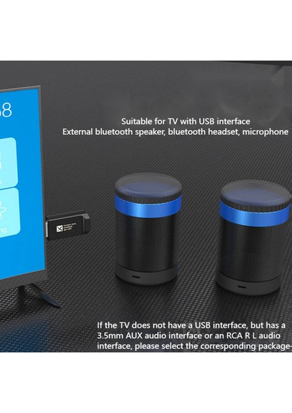 USB Bluetooth 5.2 Ses Verici, Değiştirilebilir Adaptif, 1'den 2'ye Destek, Sürücüsüz, 3,5 mm Aux Bağlantı Noktası Ile, /, D Için (Yurt Dışından)