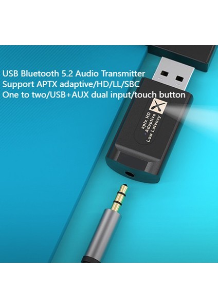 USB Bluetooth 5.2 Ses Verici, Değiştirilebilir Adaptif, 1'den 2'ye Destek, Sürücüsüz, 3,5 mm Aux Bağlantı Noktası Ile, /, D Için (Yurt Dışından)