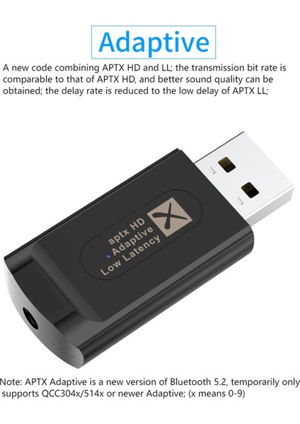 USB Bluetooth 5.2 Ses Verici, Değiştirilebilir Adaptif, 1'den 2'ye Destek, Sürücüsüz, 3,5 mm Aux Bağlantı Noktası Ile, /, D Için (Yurt Dışından)