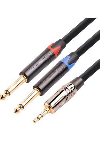 3,5 mm - Çift 6,5 mm Adaptör Jakı Ses Kablosu Çift 6,35 mm Erkek 1/4 Inç Mono Jack - Stereo 1/8 Inç 3,5 mm Aux Kablosu, 1 M (Yurt Dışından)