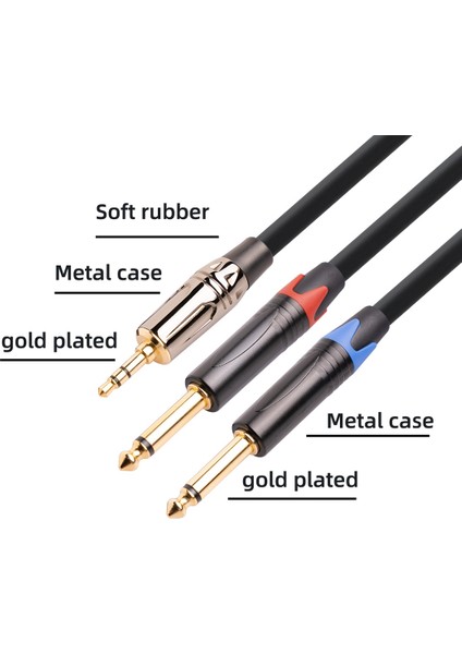 3,5 mm - Çift 6,5 mm Adaptör Jakı Ses Kablosu Çift 6,35 mm Erkek 1/4 Inç Mono Jack - Stereo 1/8 Inç 3,5 mm Aux Kablosu, 1 M (Yurt Dışından) modelleri