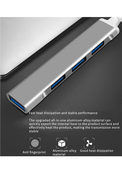 4 Port USB 3.0 Hub USB Hub Yüksek Hızlı Tip C Splitter Pc Bilgisayar Aksesuarları Için Çoklu Bağlantı Noktası Hub 4 USB 3.0 2.0 Bağlantı Noktası, Tip-C (Yurt Dışından)