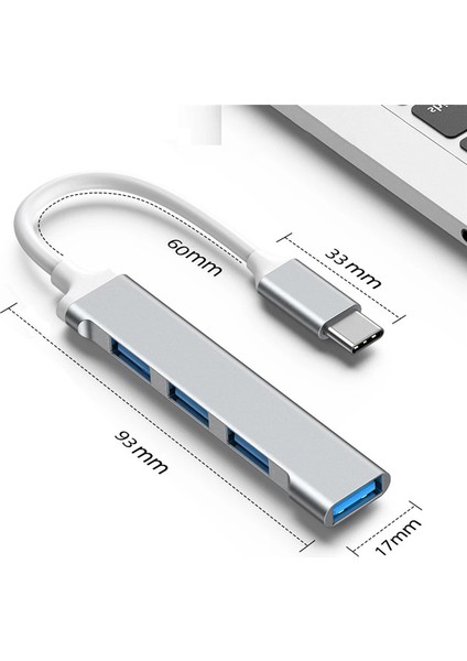 4 Port USB 3.0 Hub USB Hub Yüksek Hızlı Tip C Splitter Pc Bilgisayar Aksesuarları Için Çoklu Bağlantı Noktası Hub 4 USB 3.0 2.0 Bağlantı Noktası, Tip-C (Yurt Dışından)