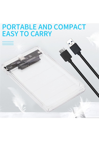 Usb3.0/tip-C HDD Muhafaza 2,5 Inç Sabit Disk Kutusu SSD Sata3 - USB 3.0 Şeffaf HDD Kutusu USB C HDD Kutusu 5 Gbps (Yurt Dışından)