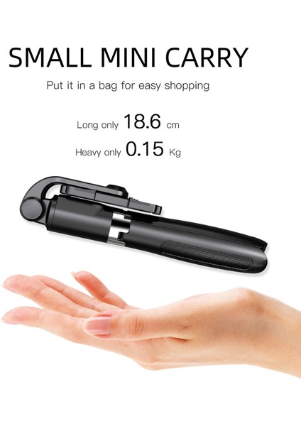 Entegre Katlanır Otomatik Zamanlayıcı Kablosuz Bluetooth Selfie Çubuğu Ios Android Telefon Için Uzatılabilir Mini Tripod Siyah (Yurt Dışından)