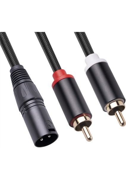 Xlr Çift Rca Ses Kablosu A1 Xlr Erkek 3 Pin Çift Rca Erkek Tak Stereo Ses Kablosu Amplifikatör Karıştırma Fişi Av Kablosu 1 M (Yurt Dışından)