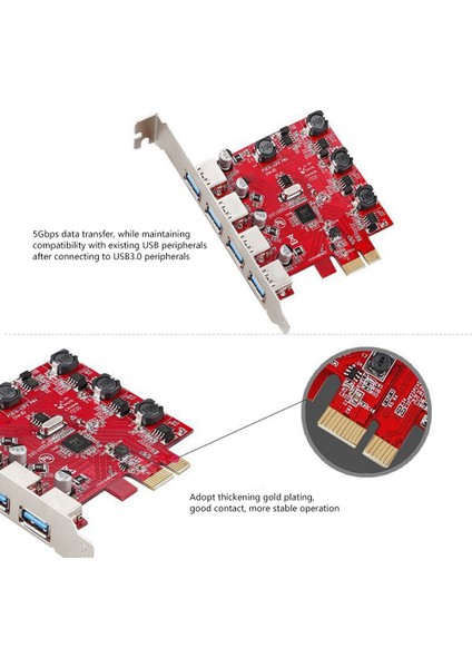 Pci-E - USB 3.0 Genişletme Kartı Güç Kaynağı Pcie - 4 Bağlantı Noktalı USB Adaptör Kartı Yüksek Hızlı Masaüstü Pcie Kartı (Yurt Dışından) modelleri