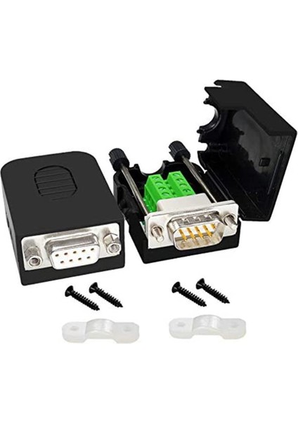 Db9 Lehimsiz Konnektör RS232 D-Sub Seri 9-Pin Port Terminali Erkek Dişi Adaptör Kılıflı (1 Adet-Erkek+1 Adet-Dişi) (Yurt Dışından)