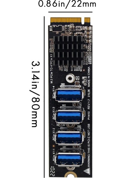 USB 3.0 Pcı-E Yükseltici Kart M.2'den Pcıe Genişletici Yükseltici Adaptör Kartına 4 Portlu Pcı-Express Adaptörü Os Windows Linux Için (Yurt Dışından)