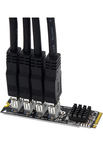 USB 3.0 Pcı-E Yükseltici Kart M.2'den Pcıe Genişletici Yükseltici Adaptör Kartına 4 Portlu Pcı-Express Adaptörü Os Windows Linux Için (Yurt Dışından)