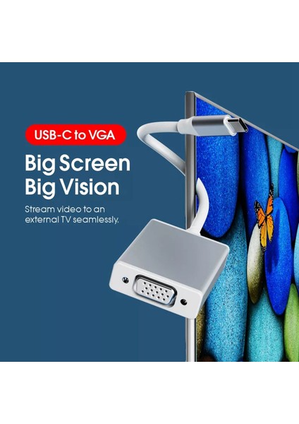 Tip C - VGA Kablosu Adaptörü Tip C USB 3.1 Kablo Konektörü VGA Dönüştürücü Telefon Dizüstü Tablet Için Gümüş (Yurt Dışından)