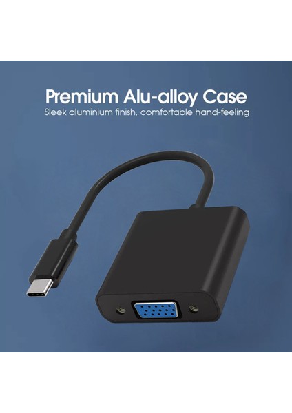 Tip C - VGA Kablosu Adaptörü Tip C USB 3.1 Kablo Konektörü VGA Dönüştürücü Telefon Dizüstü Tablet Için Gümüş (Yurt Dışından)