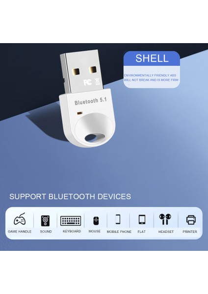 USB Bluetooth Adaptörü 5.1 Bluetooth Alıcısı USB Bluetooth5.1 Dongle Verici Pc Dizüstü Hoparlör Için Mini Adaptör (Yurt Dışından)