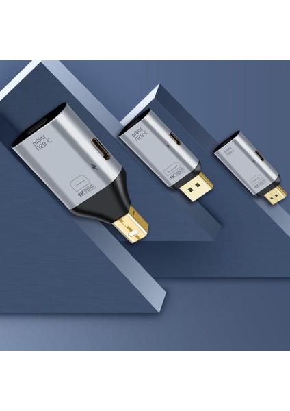 USB C Adaptör Tip-C Dişi - Uyumlu Dp Minidp Erkek Adaptör Hd Video 4K@60Hz (Mını Dp Uyumlu Arayüz) (Yurt Dışından)