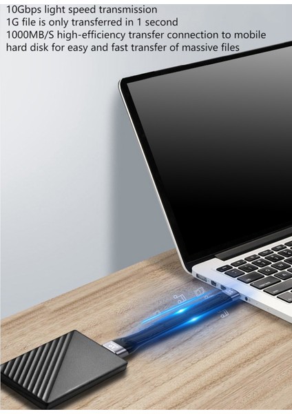Usb3.1 Esnek Iletim Hattı, 100W Hızlı Şarj Desteği, Max 10GBPS, Yaygın Uyumlu (Usb-C Erkek - Usb-A Erkek) (Yurt Dışından)