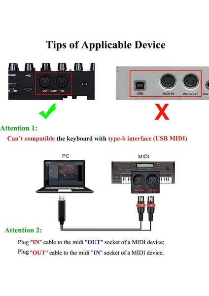 USB Mıdı Kablo Dönüştürücü USB Arayüzü Giriş Çıkış Mıdı Kablosuna Pc Dizüstü Bilgisayardan Müzik Stüdyosunda Piyano Klavyesine Çalışır 6.5ft (Yurt Dışından)