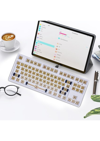 87 Tuşlu Mekanik Klavye Kaynak Plakası Mil Yatağı Çalışırken Değiştirilebilir Dıy Özelleştirilmiş Klavye Type-C Anahtar Hattı Ayırma Beyaz (Yurt Dışından) indirimleri