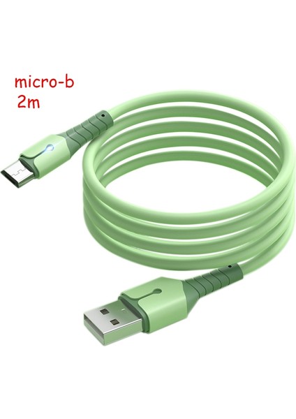 Micro-B Veri Kablosu, Android Telefon Için Oksijensiz Saf Bakır Çekirdekli Sıvı Silikon Veri Kablosu (2m, Yeşil) (Yurt Dışından)