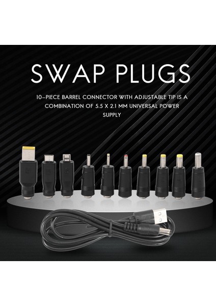 Dc Güç Kablosu Usb'den 5.5x2.1'e Çok Fonksiyonlu Dc Değiştirilebilir Fiş (Yurt Dışından)