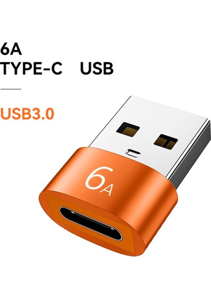 1 Adet 6A Tip C - USB 3.0 Otg Adaptör USB C Dişi - USB Erkek Dönüştürücü, Turuncu (Yurt Dışından)