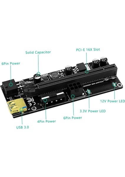 Yeni Sürüm 009S Artı Pcı-E 1x Ila 16X Usb3.0 60 cm Sata3.0 Grafik Yükseltici Kartı Btc Madenci Için Mavi Flaş LED ile (5 Adet) (Yurt Dışından)