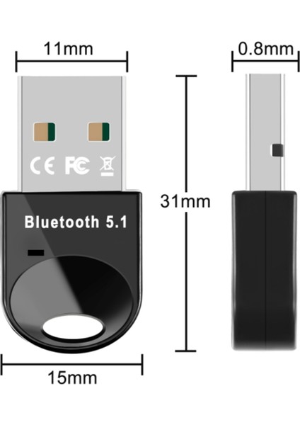 Bluetooth Adaptörü Usb2.0 Bluetooth 5.1 Ses Alıcı Verici Ücretsiz Sürücü Win8.1/10/11, Win7 Sürücüyü Yüklemeniz Gerekiyor (Yurt Dışından)