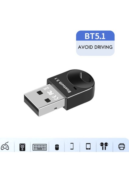 Bluetooth Adaptörü Usb2.0 Bluetooth 5.1 Ses Alıcı Verici Ücretsiz Sürücü Win8.1/10/11, Win7 Sürücüyü Yüklemeniz Gerekiyor (Yurt Dışından)