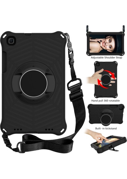 -T290/T295 8 Inç Tablet Için Koruyucu Kılıf, 360 Derece Dönebilen Standlı, Omuz Askılı Siyah (Yurt Dışından) fiyatları