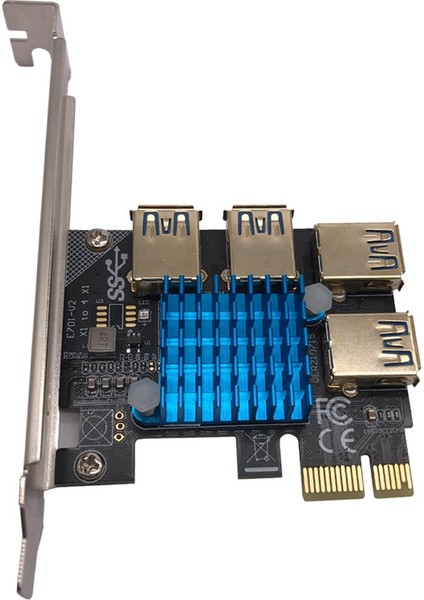 Pcıe 1 Ila 4 Pcı Express Yükseltici Kart, 1 Ila 4 Büyük Isı Emicili USB 3.0 Adaptör Kartı, Pcı-E 1x Ila Harici 4 USB 3.0 (Yurt Dışından)