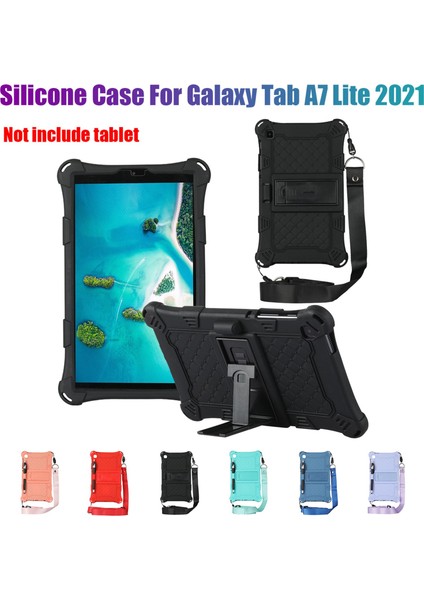 Tab A7 Lite Için Silikon Kılıf 8.7 Inç 2021 T220 T225 Tablet Kılıfı Kalem ve Askı ile Tablet Standı, Mavi (Yurt Dışından)