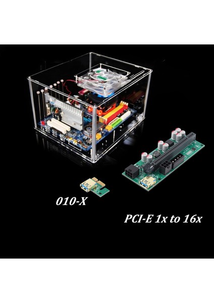 1 Adet 010-X Pcıe 1x Ila 16X Usb3.0 60MM Grafik Kartı Uzatma Yükseltici Kart Flash LED Gpu Btc Madencilik Için Yeni Sürüm (Yurt Dışından)