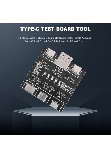 Dt3 Veri Kablosu Algılama Kurulu USB Kablosu Test Cihazı Ios Android Için Tip-C Kısa Devre Açma-Kapama Anahtarlama Test Kartı Aracı (Yurt Dışından)