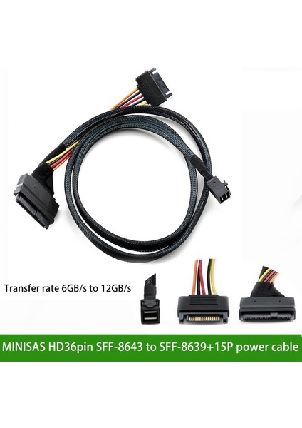 Veri Kablosu Mini Sas SFF-8643 - SFF8639 Naylon Örgülü Kemer Sata 15 P Anahtar Büyük Sunucu Için Güç Kaynağı Kablosu (Yurt Dışından)