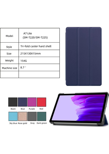 Tab A7 Lite 2021 Için Pu Kılıf 8.7 Inç T220 T225 Deri Flip Case Pu Deri Kılıf Tablet Standı (E) (Yurt Dışından)