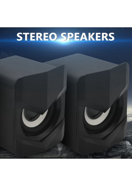 Mini Hoparlör 360 Derece Hi-Fi Ses Efekti, Ev Ses ve Video Için 3,5 mm Fişli USB ile Güçlendirilmiş Hoparlör, Siyah (Yurt Dışından)