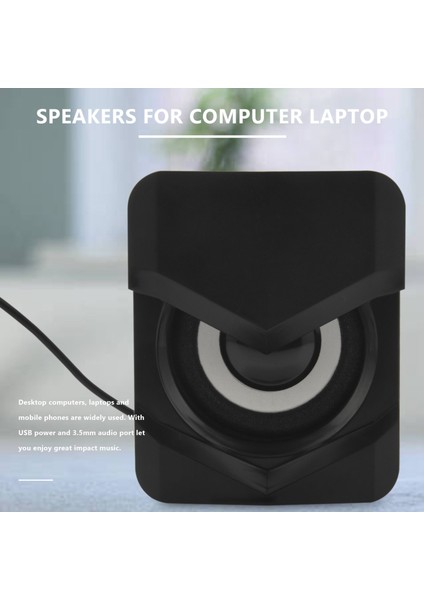 Mini Hoparlör 360 Derece Hi-Fi Ses Efekti, Ev Ses ve Video Için 3,5 mm Fişli USB ile Güçlendirilmiş Hoparlör, Siyah (Yurt Dışından)