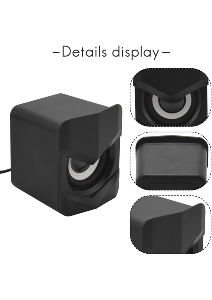 Mini Hoparlör 360 Derece Hi-Fi Ses Efekti, Ev Ses ve Video Için 3,5 mm Fişli USB ile Güçlendirilmiş Hoparlör, Siyah (Yurt Dışından)