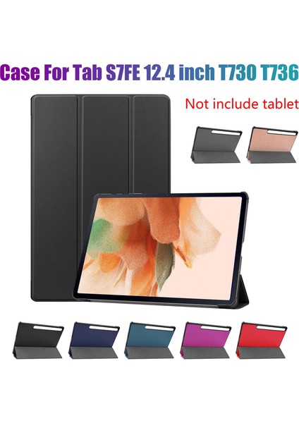Tab S7FE 12.4 Inç T730/T736 2021 Tablet Anti-Drop Flip Case Tablet Standı Için Pu Deri Kılıf (C) (Yurt Dışından)