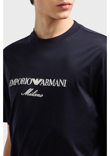 Logo Işlemeli Regular Fit Pamuklu Bisiklet Yaka T Shirt Erkek T Shirt EM001033 AF10017 MB222 fırsatları