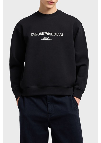 Logo Işlemeli Streç Pamuklu Regular Fit Bisiklet Yaka Sweat Erkek Sweat EM001052 AF10013 MC169
