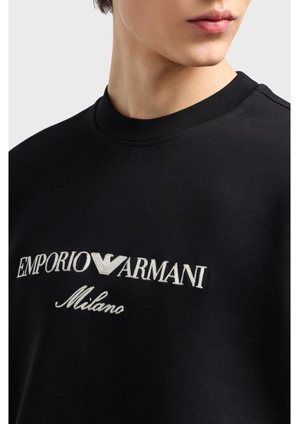 Logo Işlemeli Streç Pamuklu Regular Fit Bisiklet Yaka Sweat Erkek Sweat EM001052 AF10013 MC169 fırsatları