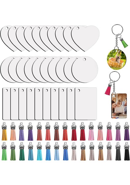 Süblimasyon Anahtarlık Boşlukları Isı Transferli Mdf Boş 3 Şekilli Set (Yurt Dışından)