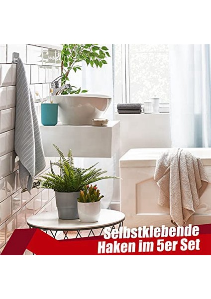 Havlu Askısı Delme Gerektirmez, 5'li Paslanmaz Çelik Kanca Seti Kendinden Yapışkanlı (Yurt Dışından)