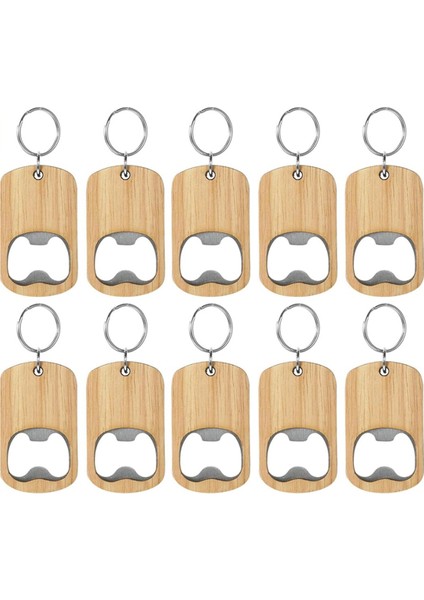 10 Parça Ahşap Şişe Açacağı Anahtarlık Şişe Açacakları Seti (Yurt Dışından)