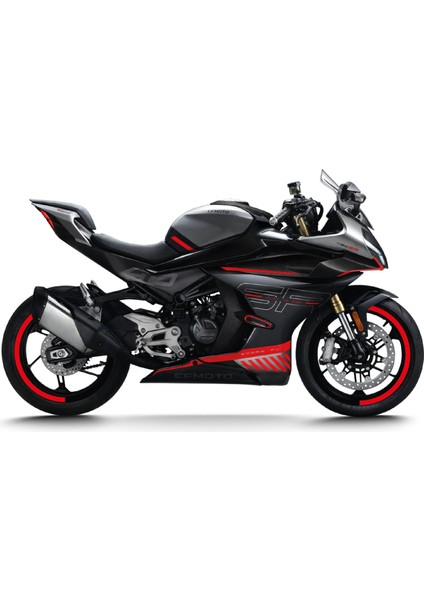 Cfmoto 450SR Yarım Jant Kaplama Sticker Etiket Modeli Kırmızı